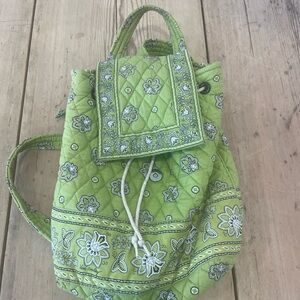 Vera Bradley lime paisley drawstring backpack